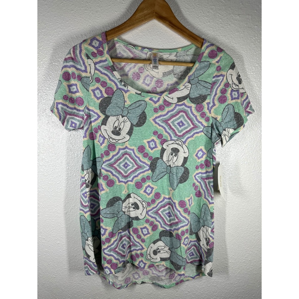 LuLaRoe T Shirt Womens S Green Disney Minnie Mouse Classic T Geometric Short Slv